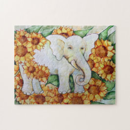 Puzzle Elefante de girasol