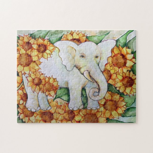 Puzzle Elefante de girasol (Horizontal)