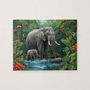 Puzzle Elefante de Jungla y Bebe Safari