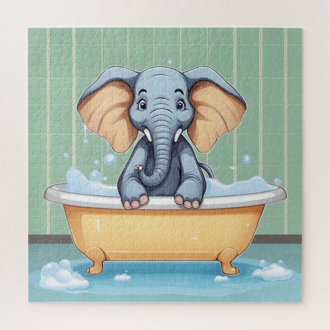 Puzzle Elefante en el baño (Vertical)
