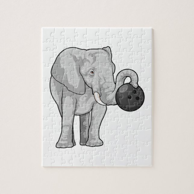 Puzzle Elefante en el Bowling con bolas (Vertical)