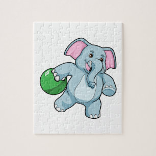 Puzzle Elefante en el Bowling con bolas