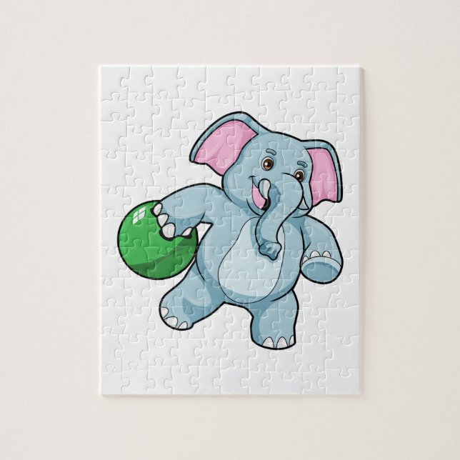 Puzzle Elefante en el Bowling con bolas (Vertical)