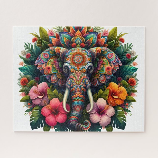 Puzzle Elefante Floral Boho (Horizontal)