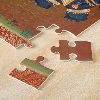 Puzzle Elefante India yoga modelo rojo azul