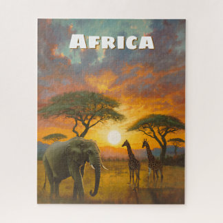 Puzzle Elefante jirafa africano escénico inspirador
