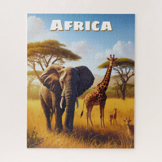 Puzzle Elefante jirafa africano majestuoso inspirador 