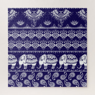 Puzzle Elefante, paisley: patrón de cosecha tribal.