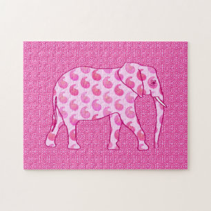 Puzzle Elefante Paisley, rosa hielo y fucsia