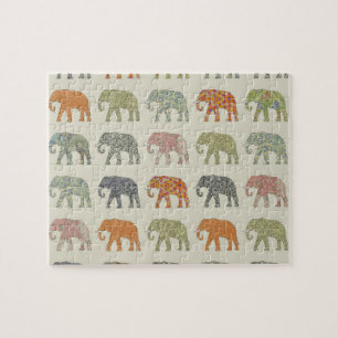 Puzzle Elefante Patrón de Animal Colorido Contemporáneo