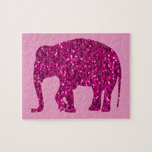 Puzzle Elefante rosa caliente brillante con destellos fal