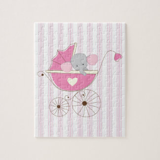 Puzzle Elefante rosado de la niña hermosa