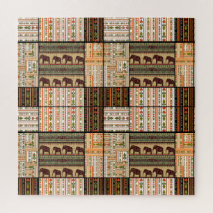 Puzzle Elefantes africanos de patchwork: Textura fundamen