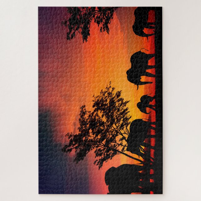 Puzzle Elefantes africanos en las llanuras de Serengeti (Vertical)