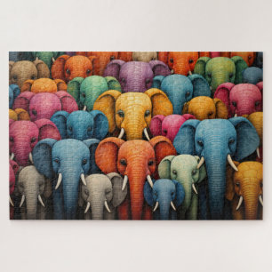 Puzzle elefantes coloridos