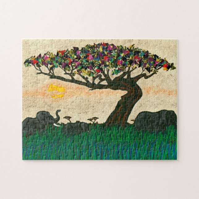 Puzzle Elefantes en los aviones de África (Horizontal)