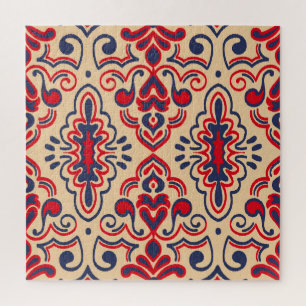 Puzzle Elegancia bordada: Patrón de tela de Ikat