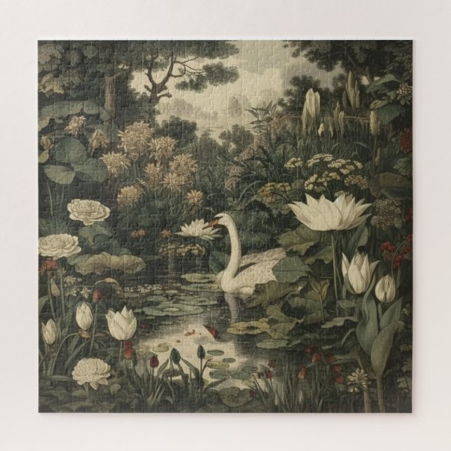 Puzzle Elegancia botánica - Cisne en el bosque (Vertical)