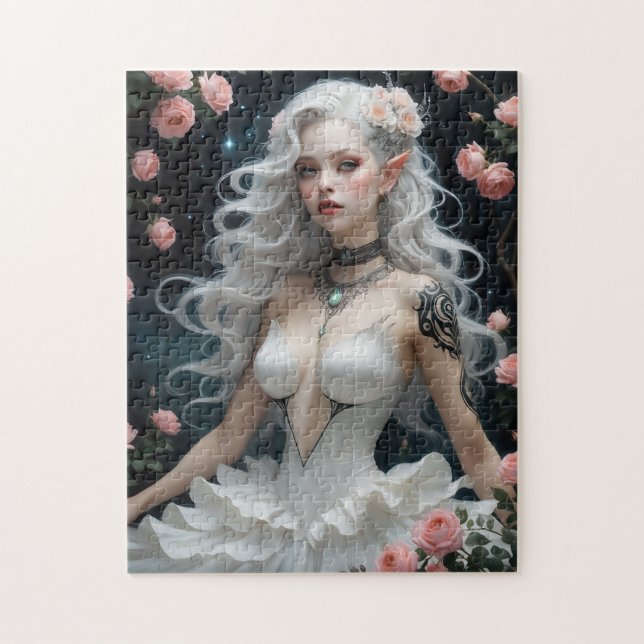 Puzzle Elegancia de fantasía: Elf con Rosas (Vertical)