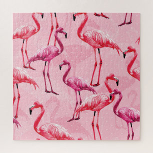 Puzzle Elegancia De Flamingo: Patrón De Aves Rosa.