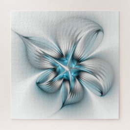Puzzle Elegancia floral arte contemporáneo abstracto azul