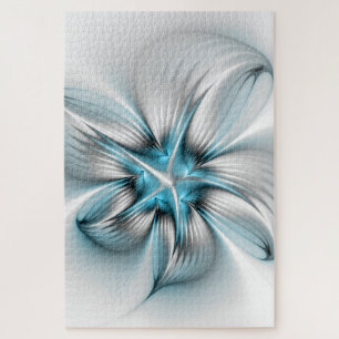 Puzzle Elegancia floral arte contemporáneo abstracto azul