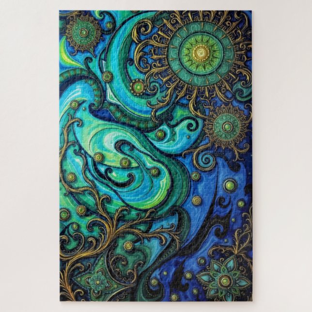 Puzzle Elegancia floral dorada (Vertical)