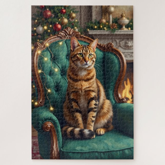 Puzzle Elegant Abyssinian Cat Regal Holiday Portrait Art (Vertical)