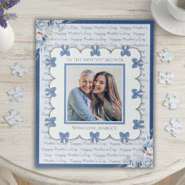 Puzzle Elegant Blue Coquette Sweetest Mother’s Day Photo