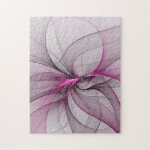 Puzzle Elegant Chaos Modern Abstract Pink Fractal Art