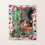 Puzzle Elegante acuarela de color rosa de vegetación flor<br><div class="desc">Elegante rompecabezas de fotografía personalizada de color rosa y rojo acuarela Floral</div>