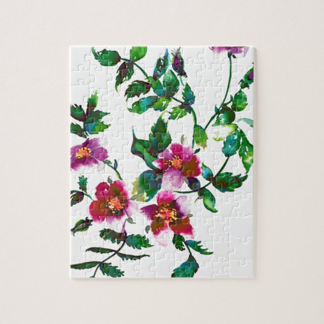 Puzzle Elegante acuarela moderna flores silvestres de col (Vertical)