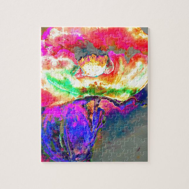 Puzzle Elegante adormidera floral rosa rosada abstracta (Vertical)