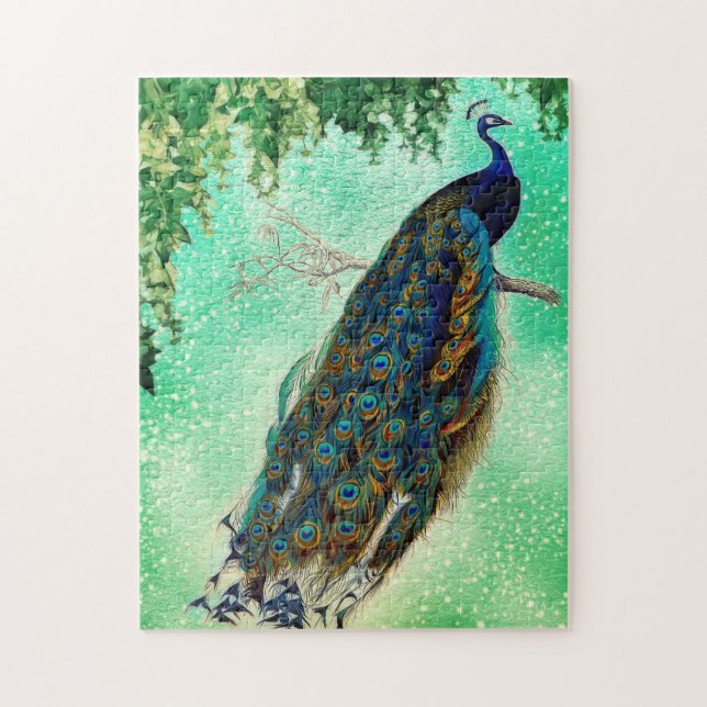 Puzzle Elegante arte de pavo real vintage   (Vertical)