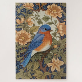 Puzzle Elegante ave azul oriental William Morris inspirad
