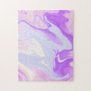 Puzzle Elegante azul morado blanco abstracto acuarela