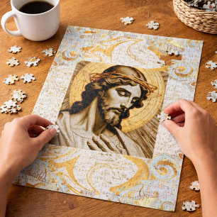 Puzzle Elegante blanco y oro Jesús Inspirador cristiano