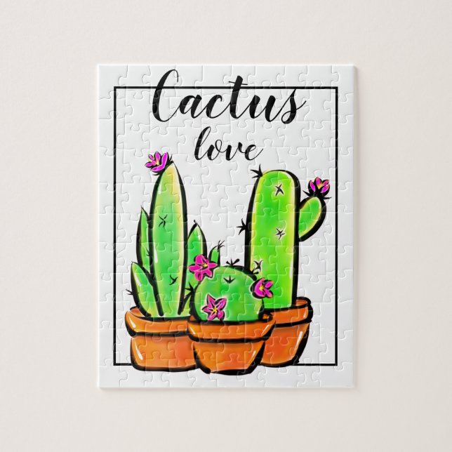 Puzzle Elegante cactus rosados floridos (Vertical)
