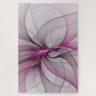 Puzzle Elegante Caos Moderno Arte Abstracto Fractal Rosa