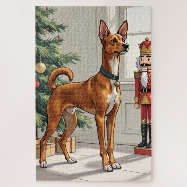 Puzzle Elegante Cascanueces Perro Basenji Navidad Moderna (Vertical)