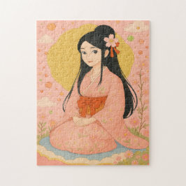 Puzzle Elegante Chica en kimono japonés
