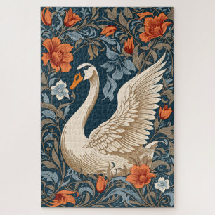 Puzzle Elegante cisne blanco William Morris inspirado en