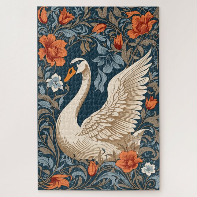 Puzzle Elegante cisne blanco William Morris inspirado en  (Vertical)