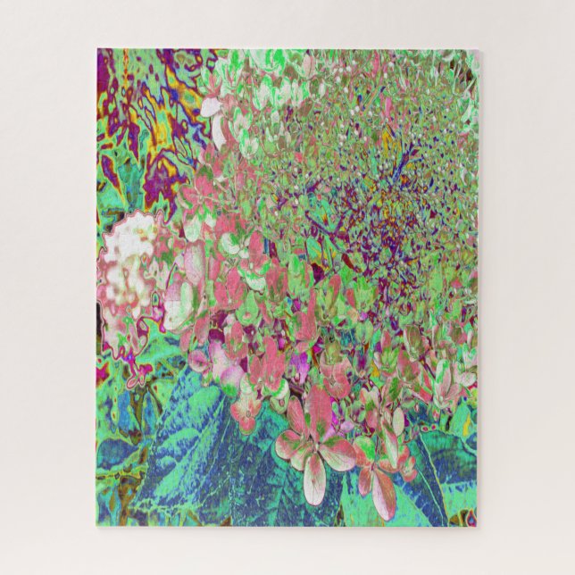 Puzzle Elegante Coral y Chartreuse Limelight Hydrangea (Vertical)