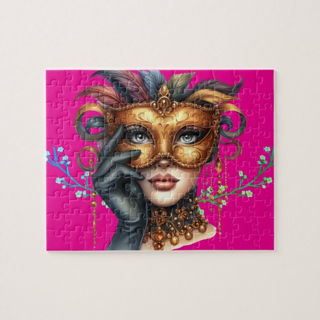 Puzzle Elegante Dama de Mascaradas, máscara de oro (Horizontal)