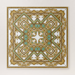 Puzzle Elegante diseño barroco dorado, ornamental.
