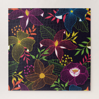 Puzzle Elegante estampado floral sin fisuras, diseño artí