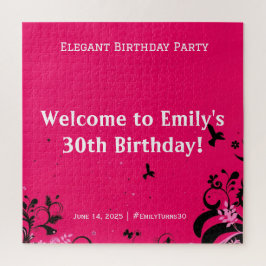 Puzzle Elegante fiesta de cumpleaños bienvenida Rótulo Pe