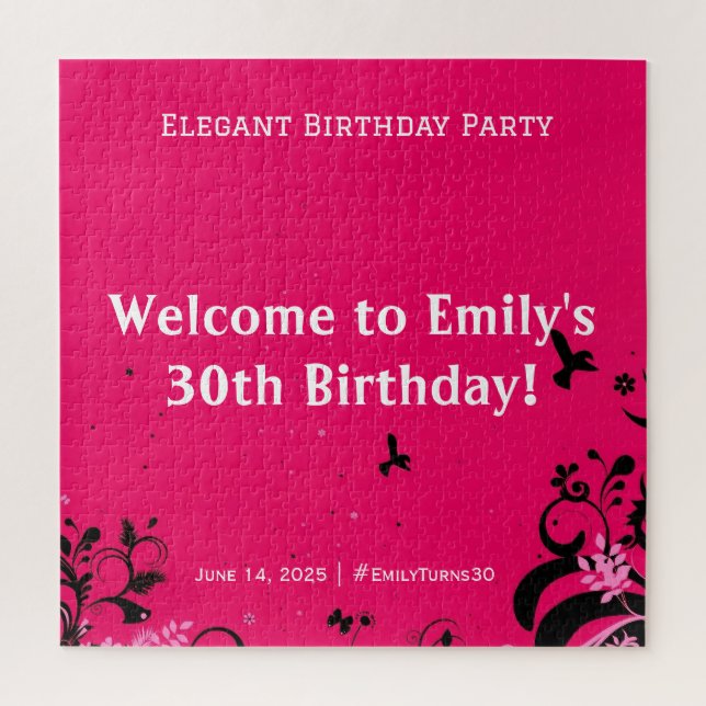 Puzzle Elegante fiesta de cumpleaños bienvenida Rótulo Pe (Vertical)