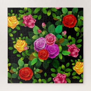 Puzzle Elegante Flor Rosa Amarillo Rojo Y Rosa Púrpura